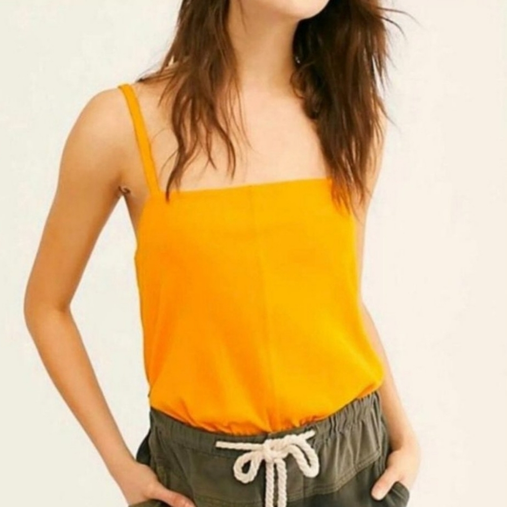 HP💖🎉 Free People Tangerine Marissa Ribbed Bodysuit in Tangerine 🍊 Size Medium - Picture 2 of 9